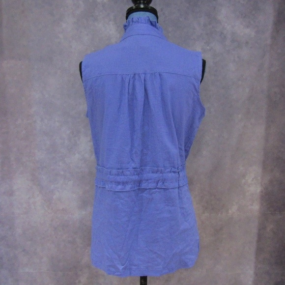 NEW Sandro Linen Blend Ruffled Drawstring Blouse - Picture 3 of 5